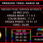 PREDIKSI TOGEL SENTOSA 4D 26 MEI 2025