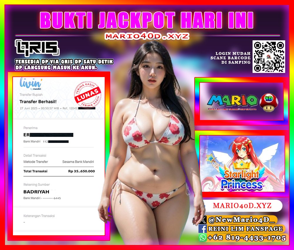 BUKTI KEMENANGAN MARIO4D TGL 27 JUNI 2025