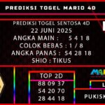 PREDIKSI TOGEL SENTOSA 4D 22 JUNI 2025