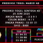 PREDIKSI TOGEL SENTOSA 4D 25 JUNI 2025