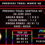 PREDIKSI TOGEL SENTOSA 4D 26 JUNI 2025