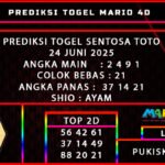 PREDIKSI TOGEL SENTOSA TOTO 24 JUNI 2025
