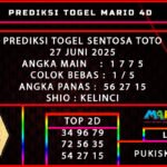 PREDIKSI TOGEL SENTOSA TOTO 27 JUNI 2025