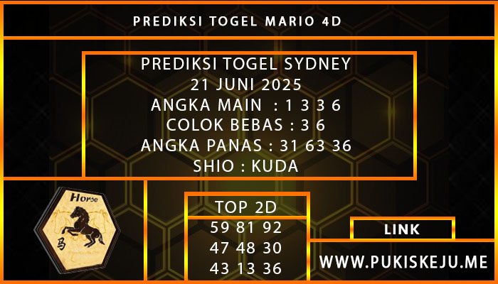 PREDIKSI TOGEL SYDNEY 21 JUNI 2025