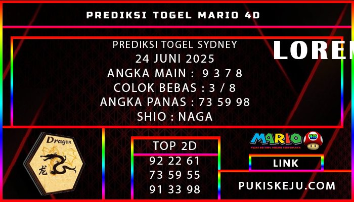 PREDIKSI TOGEL SYDNEY 24 JUNI 2025