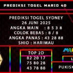 PREDIKSI TOGEL SYDNEY 26 JUNI 2025