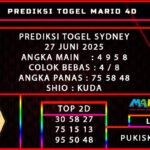 PREDIKSI TOGEL SYDNEY 27 JUNI 2025