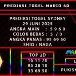 PREDIKSI TOGEL SYDNEY 29 JUNI 2025