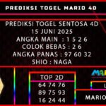 PREDIKSI TOGEL SENTOSA 4D 15 JUNI 2025