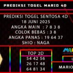 PREDIKSI TOGEL SENTOSA 4D 18 JUNI 2025