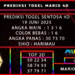 PREDIKSI TOGEL SENTOSA 4D 19 JUNI 2025