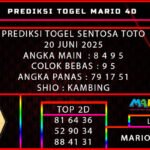 PREDIKSI TOGEL SENTOSA TOTO 20 JUNI 2025