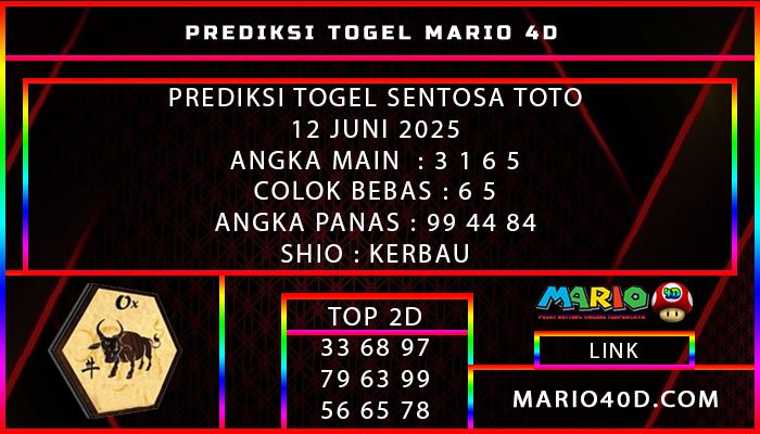PREDIKSI TOGEL SENTOSA TOTO 12 JUNI 2025