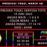 PREDIKSI TOGEL SENTOSA TOTO 19 JUNI 2025