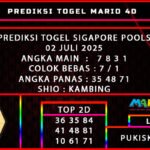 PREDIKSI TOGEL SINGAPORE 02 JULI 2025