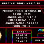 PREDIKSI TOGEL SENTOSA 4D 03 JULI 2025