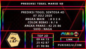PREDIKSI TOGEL SENTOSA 4D 07 JULI 2025