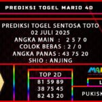 PREDIKSI TOGEL SENTOSA TOTO 02 JULI 2025