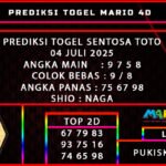 PREDIKSI TOGEL SENTOSA TOTO 04 JULI 2025