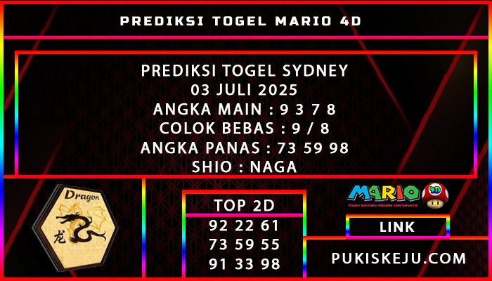 PREDIKSI TOGEL SYDNEY 03 JULI 2025