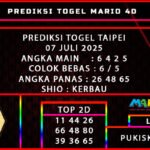 PREDIKSI TOGEL TAIPEI 07 JULI 2025